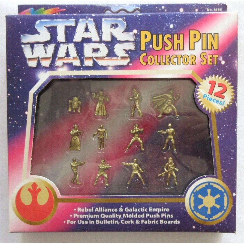 Vintage Rose Art Star Wars Push Pins Collector Set 12 Pieces 1997 Brand New
